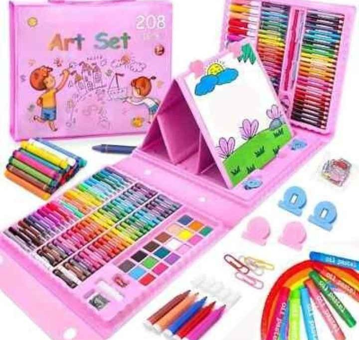 Super méga Art Set مجموعة تعليم الرسم و التلوين للاطفال متكون من 208قطعة